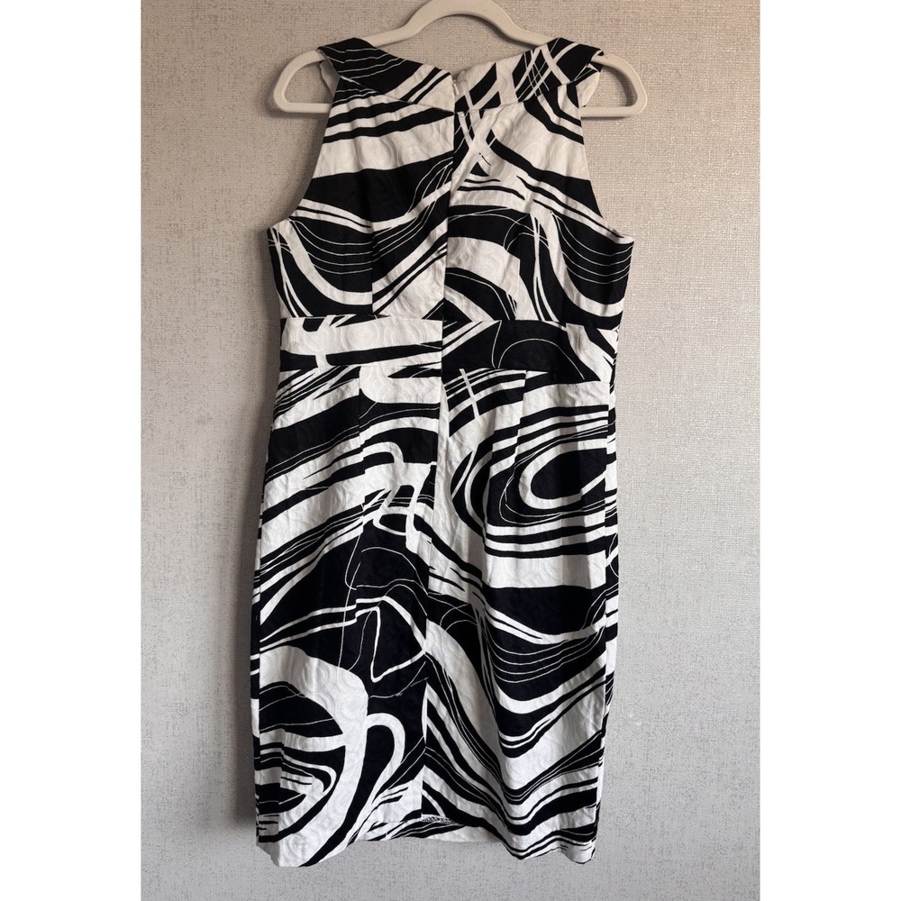 Signature By Sangria Black White Abstract Print Shift Dress Sz12 Above The Knee - Picture 5 of 8